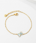 Gold Single Butterfly Mother-of-Pearl Chain Bracelet