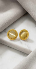 Gold Dome Button Stud Earrings