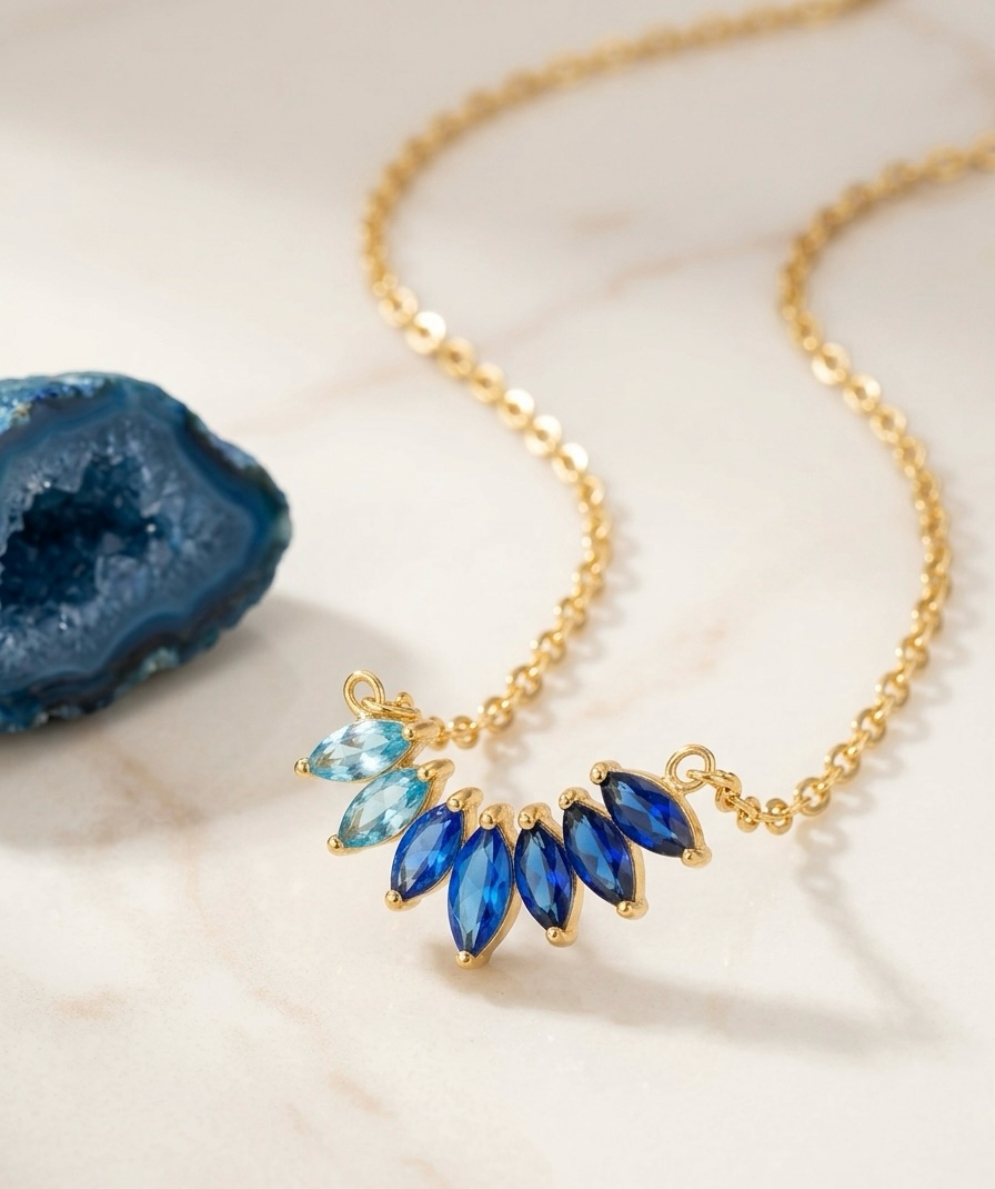Blue Sapphire Marquise Necklace