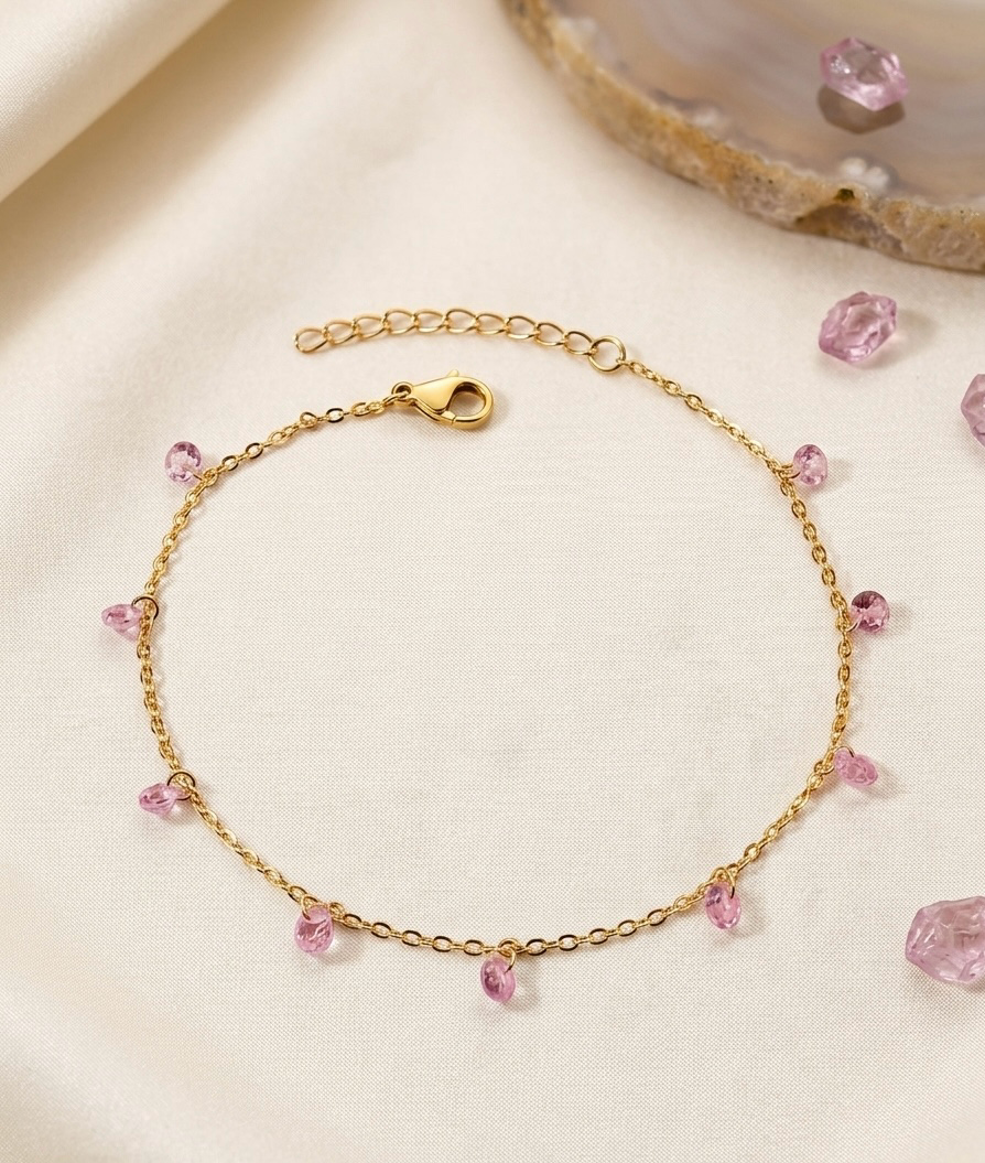 Pink Crystal Drop Bracelet