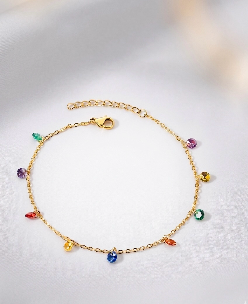 Rainbow Crystal Charm Bracelet