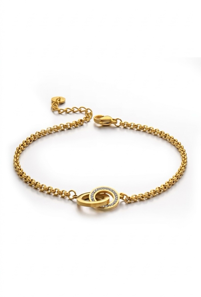 Interlocking Rings Crystal Bracelet