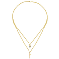 Crystal & Cross Layered Necklace