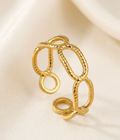 Gold Geometric Chain Link Open Ring